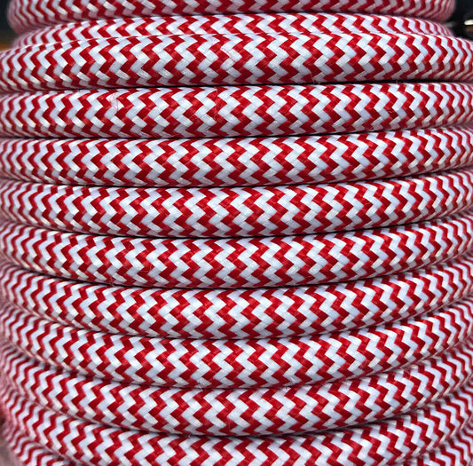 CIR62CM24/01 5m TEXTILKABEL ZICKZACK WEISS/ROT