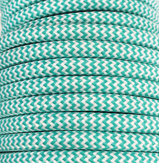 CIR62CM28/01 5 MTS CABLE TEXTIL ZIGZAG MENTA/BLANC
