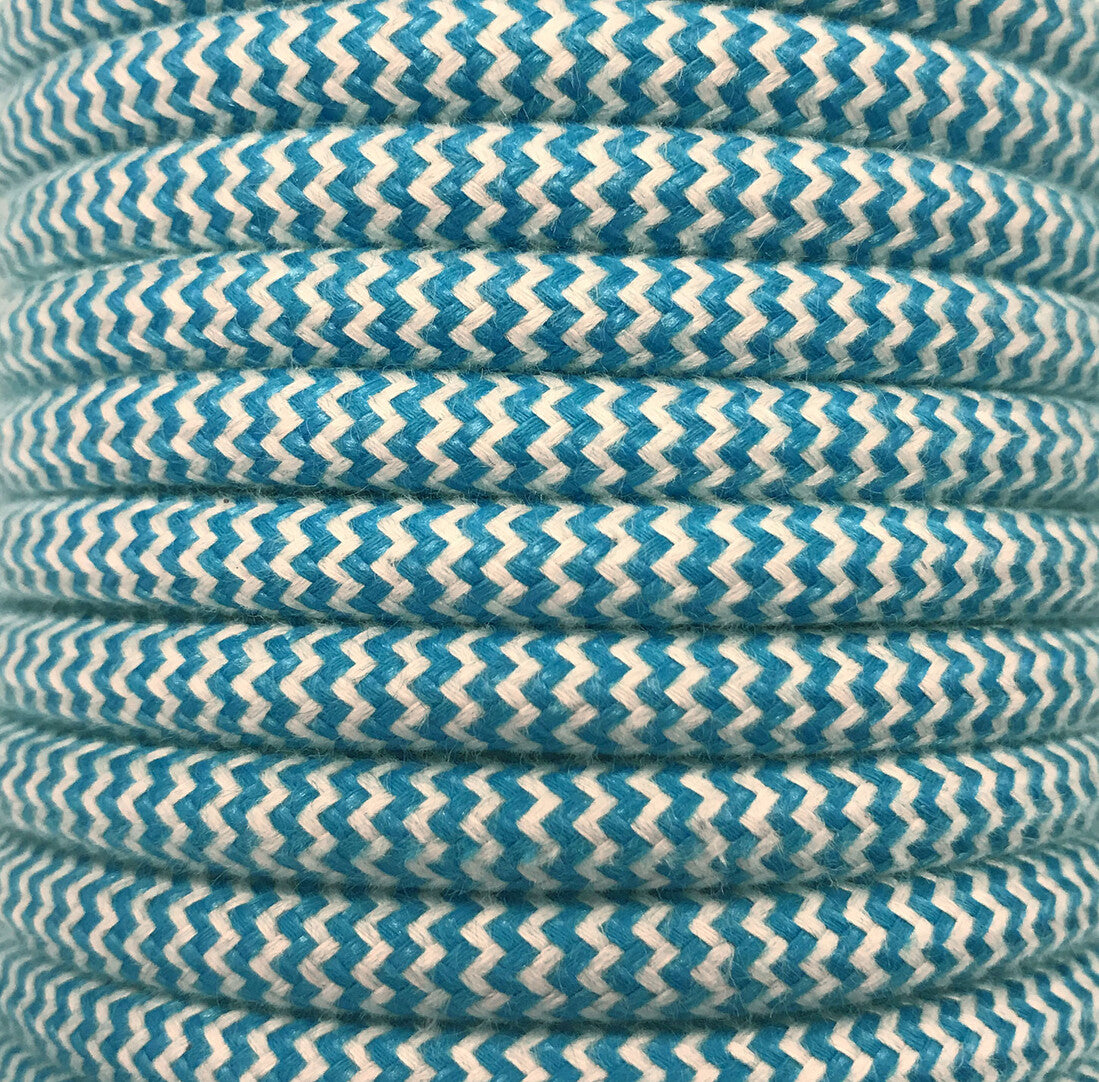 CIR62BA13 15m CABLE TEXTIL ZIG-ZAG AZUL ALGODON