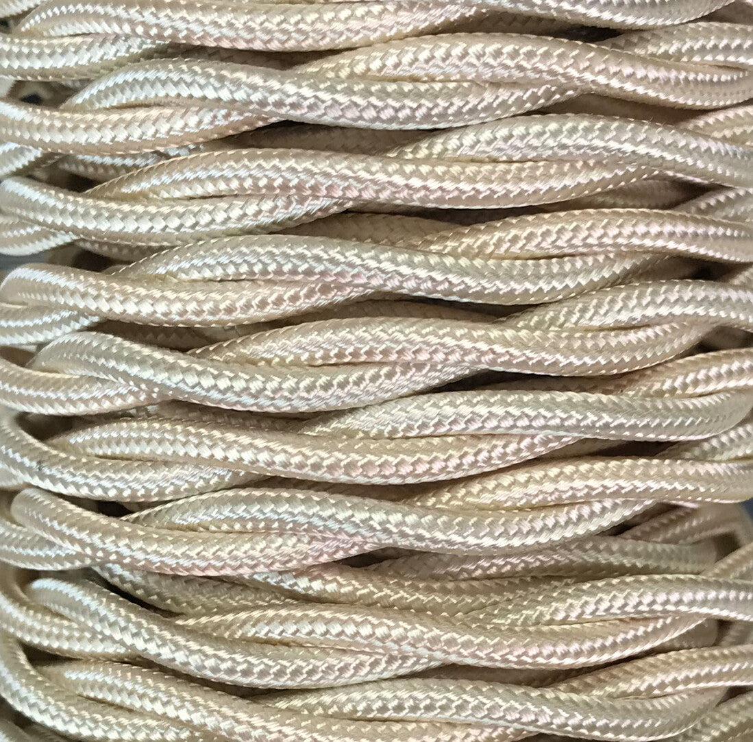 CABEXT2R03 25m CABLE TEXTIL TRENZADO BEIGE BRILLO