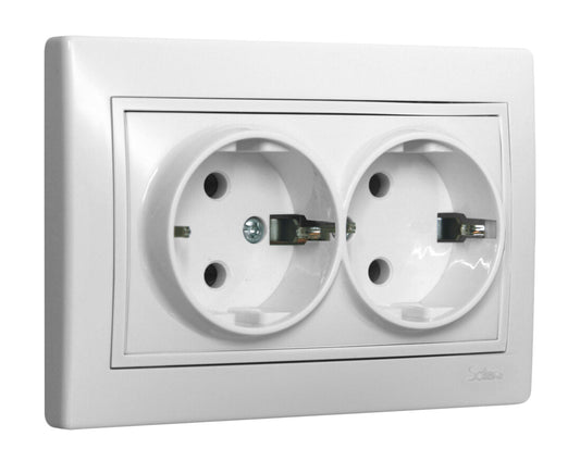 ERP602U DOPPELTE SCHUKO-STECKDOSE 2P+T WEISS SERIE EUROPA