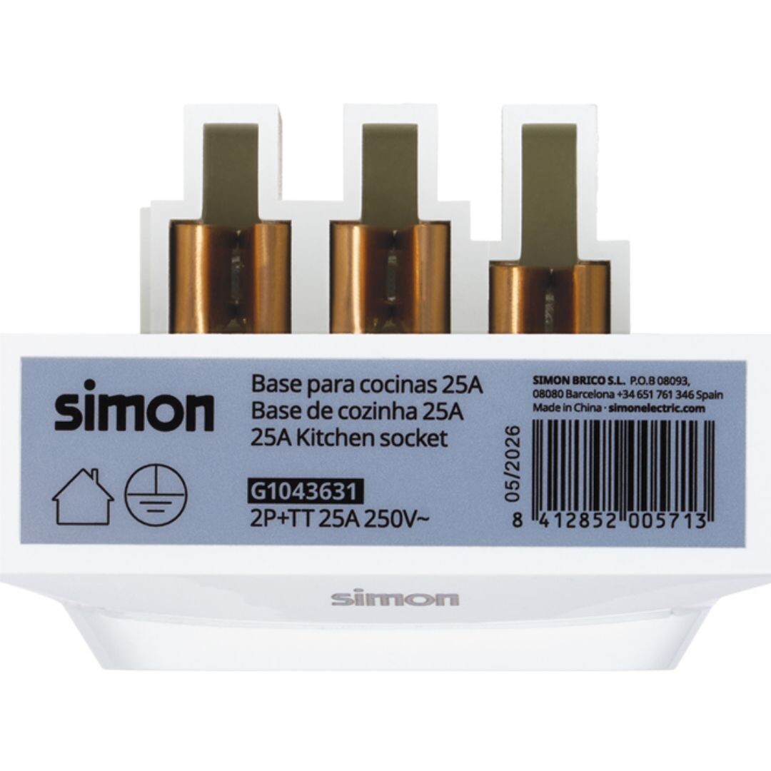G1043631 BASE ENCHUFE 25A 2P+TT BLANCA 250V SIMON