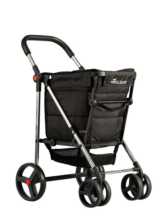 BAS001 CARRO COMPRA BASKET POLAR PLEGABLE 4 RUEDAS NEGRO ROLSER