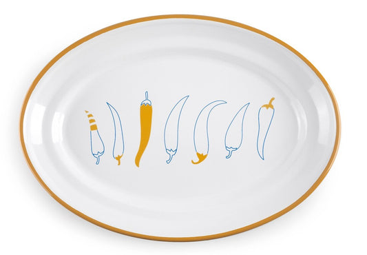 942002 BANDEJA VERDURAS OVAL ACERO ESMALTADO 35x24cm GASTRO DESSIN IBILI