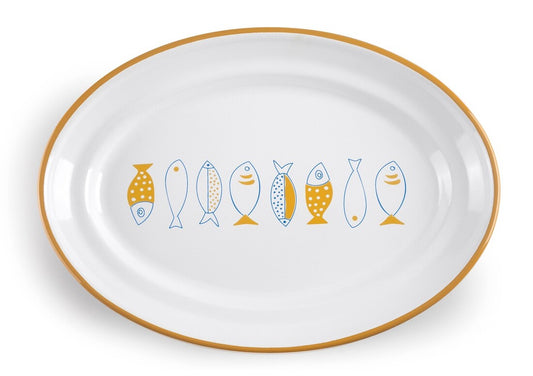 942001 BANDEJA BANDEJA VERDURAS OVAL ACERO ESMALTADO 35x24cm GASTRO DESSIN IBILI