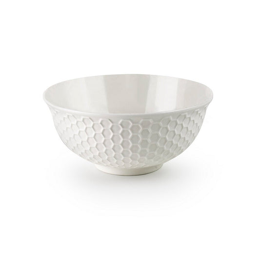 687901 BOL CERAMICO 16cm HEXAGON BLANCO IBILI