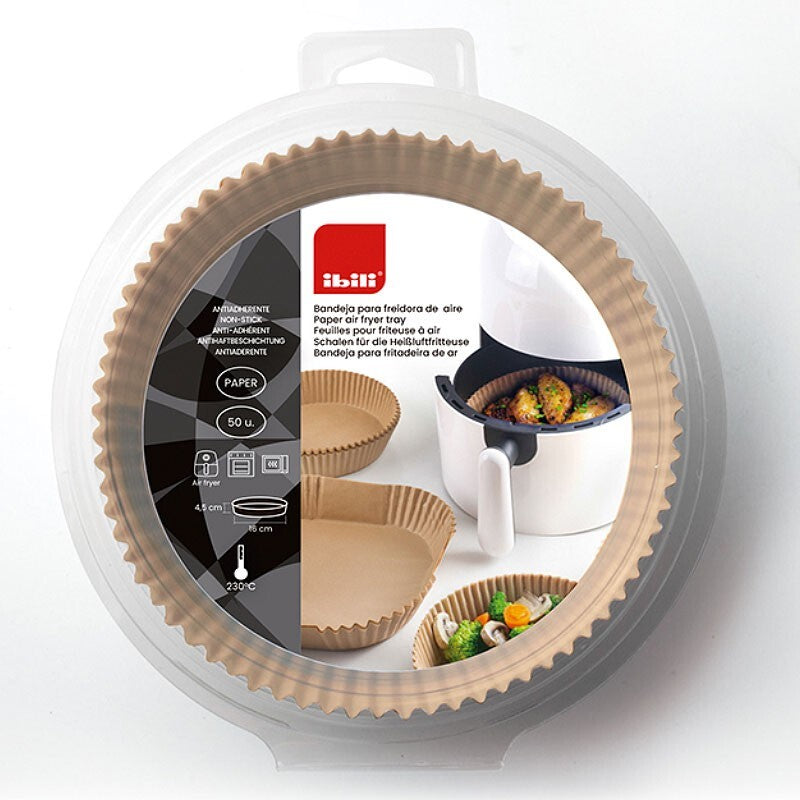 688516 50ud BANDEJA DESECHABLE REDONDA PARA FREIDORA DE AIRE Ø16 IBILI