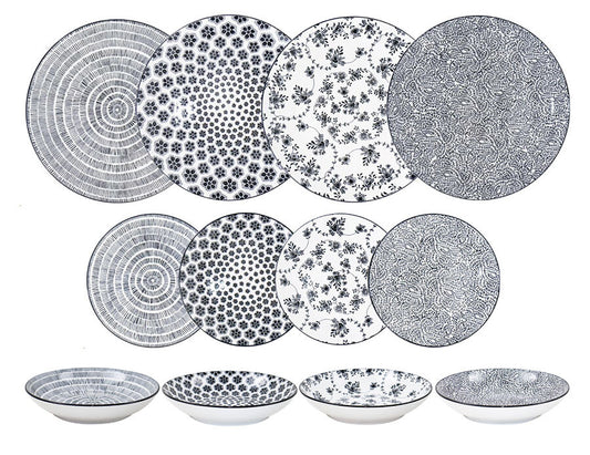 691701 SET 12 PIEZAS VAJILLA ARMONIA NEGRO IBILI