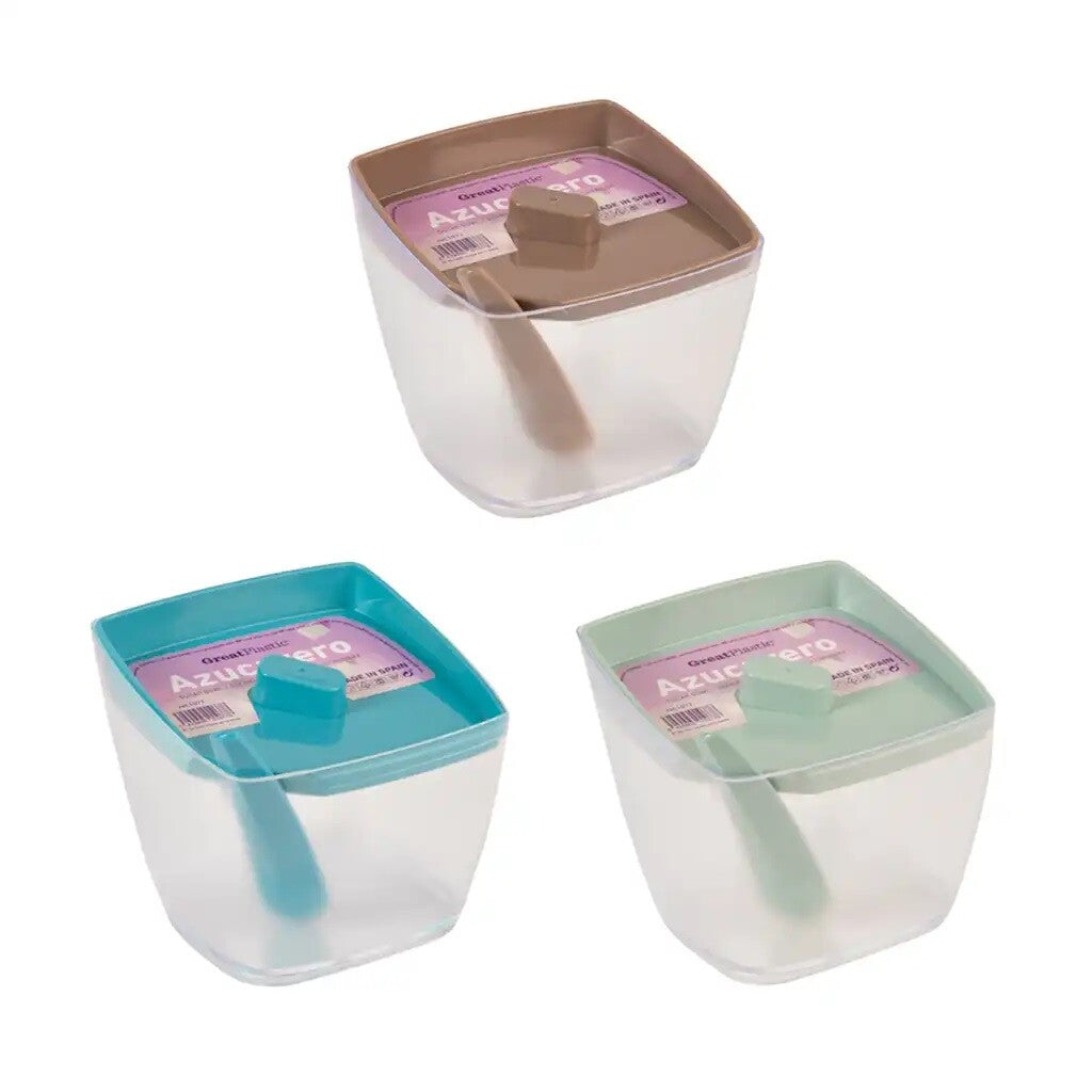 1077 TRANSPARENT SQUARE SUGAR BOWL WITH SPOON