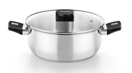 M240324 CACEROLA INOX 24cm CON TAPA VIDRIO ELITE MONIX