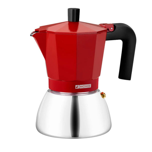 M863106 CAFETERA INOX 6 TAZAS ROJA INDUCTION MONIX
