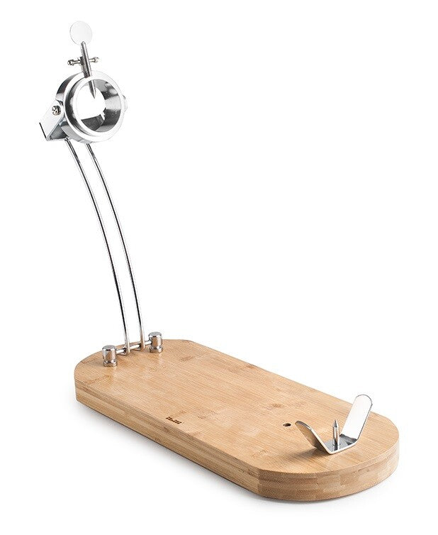 684220 SOPORTE JAMONERO GIRATORIO ACERO INOX/BAMBU MAESTRO IBILI