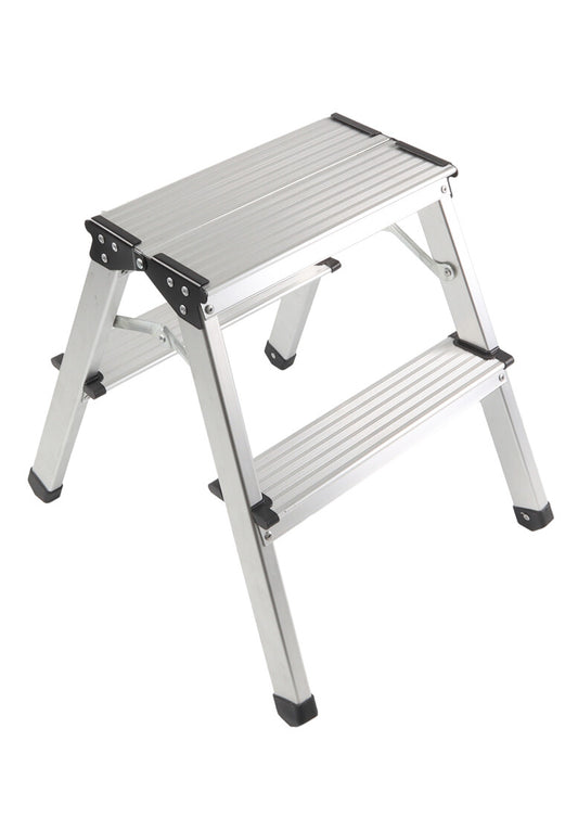 10047 HAUSHALTSLEITER ALUMINIUM 2 STUFEN HOLZ
