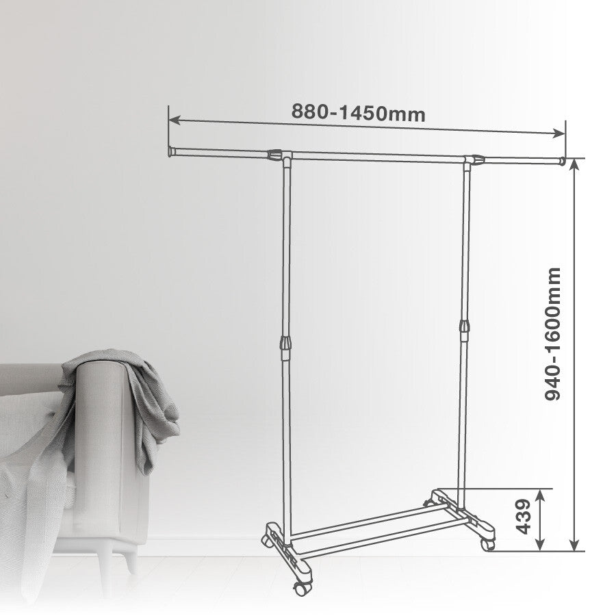 402030015 BURRO DE ROPA CON RUEDAS EXTENSIBLE DOVELIS