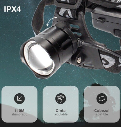 201805003 LINTERNA DE CABEZA LED CON ZOOM 10W 1000lm RECARGABLE GSC