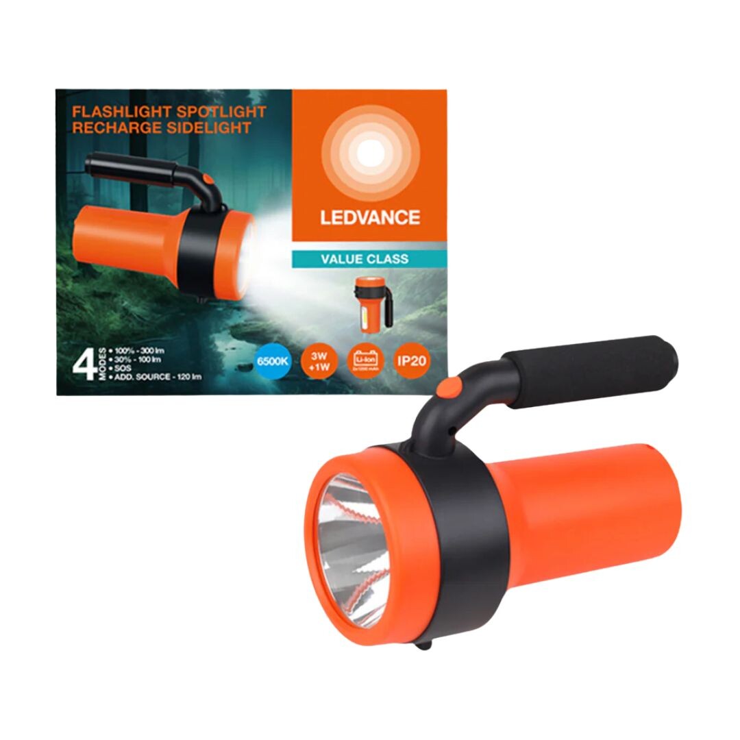 175787 LINTERNA LED CAÑON RECARGABLE 3W+1W 300Lm LEDVANCE