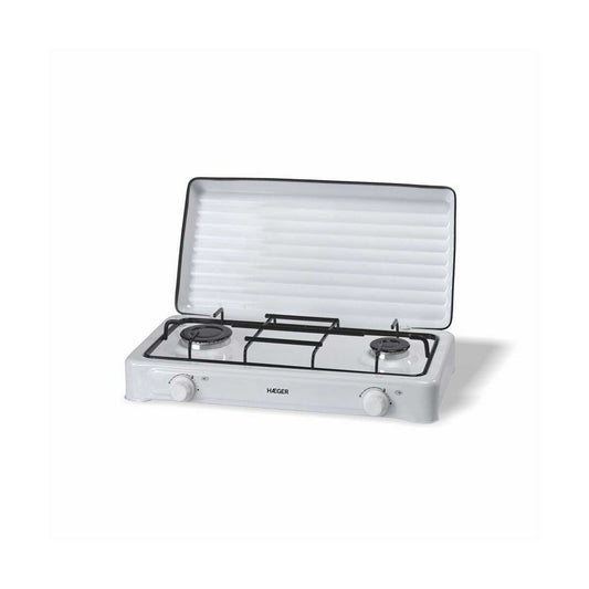 GC-02E.022A COCINA A GAS ESMALTADA CON TAPA 2 FUEGOS DOUBLE FIRE HAEGER