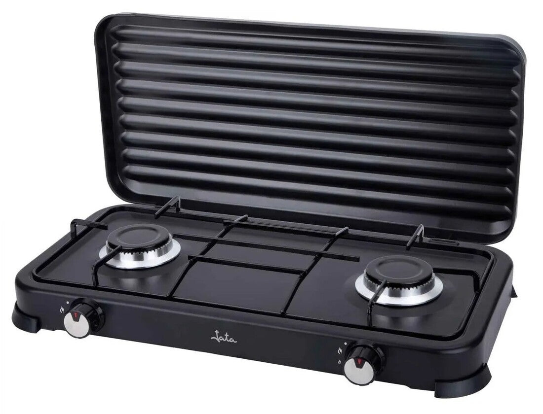 JECG2702  COCINA DE GAS NEGRA CON TAPA 2 FUEGOS JATA