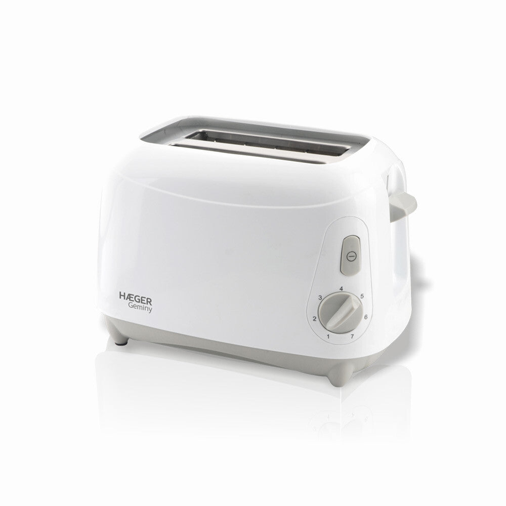 TO-900.005A TOSTADORA BLANCA DOS RANURAS EXTRA ANCHAS 900W GEMINY HAEGER