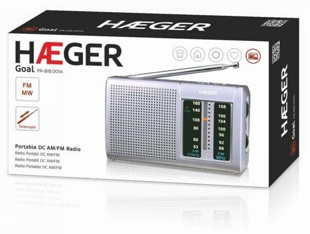 Radio Portátil AM/FM a Pilas con Antena Telescópica | Haeger - Suministros Figmar