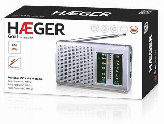 Radio Portátil AM/FM a Pilas con Antena Telescópica | Haeger - Suministros Figmar