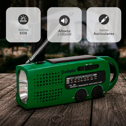 405010006 RADIO PORTATIL CON LINTERNA LED DINAMO RECARGABLE Y POWERBANK DOVELIS