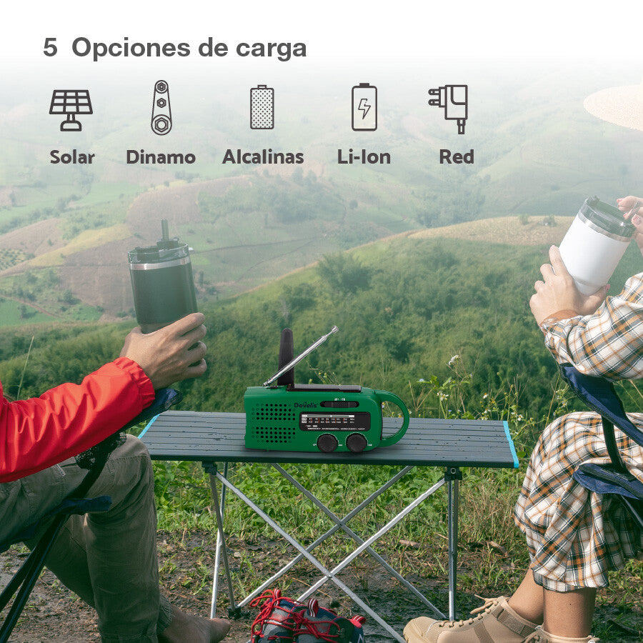 405010006 RADIO PORTATIL CON LINTERNA LED DINAMO RECARGABLE Y POWERBANK DOVELIS