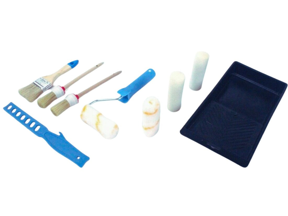 68409 JUEGO DE PINTURA BANDEJA PALETINA 2 BROCHAS RODILLO Y 3 RECAMBIOS 100mm MADER