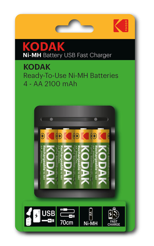 30424265 CARGADOR PILAS USB AA 4X2100mAh KODAK