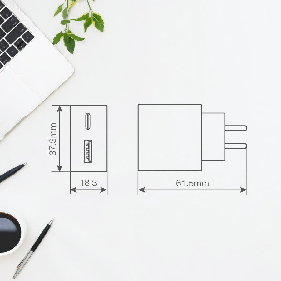 105515019 CARGADOR ULTRAFINO USB C+A 20W CARGA RAPIDA UNIVERSAL GSC