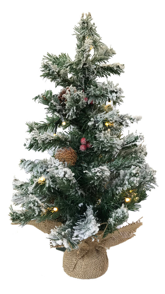 00515 ARBOL NAVIDAD LED C/NIEVE PIÑAS Y BOLAS 60cm