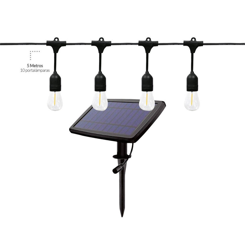 201210008 KIT 5m GUIRNALDA SOLAR CON 10 PORTALAMPARAS IP44 HELEM GSC