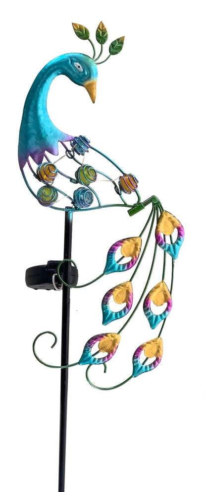 Pavo Real Solar Decorativo Metálico LED 90cm Galix