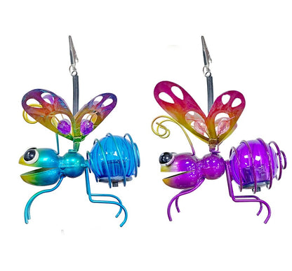 Mariposa Solar Decorativa Metal y PVC Colgante Azul Violeta Galix