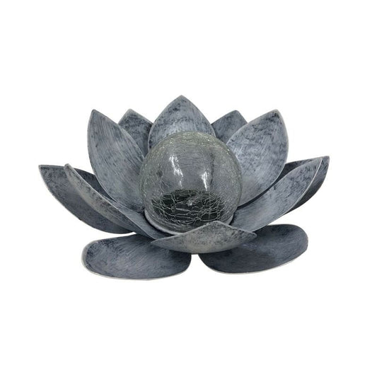 G2112 NENUFAR SOLAR DECORATIVO CALIDO METAL+VIDRIO 22cm GALIX