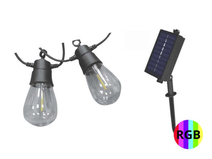 Kit Guirnalda Solar 10 Bombillas RGB Sensor Crepuscular IP45 3+5m F-Bright | Suministros Figmar