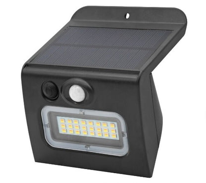 Aplique Solar LED Egoda Negro 3W CCT 3000K-4000K-6500K Sensor Movimiento y Crepuscular GSC