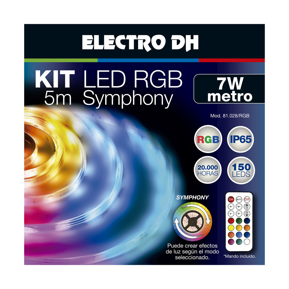81.028/RGB 5m TIRA LED RGB 7W/m 5V IP65 ELECTRO DH