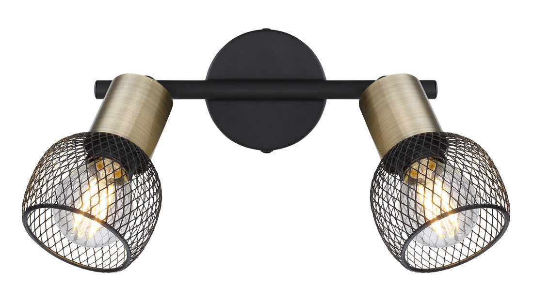 54028-2 REGLETA 2 FOCOS 2XE14  METAL NEGRO MATE FIASTRA GLOBO