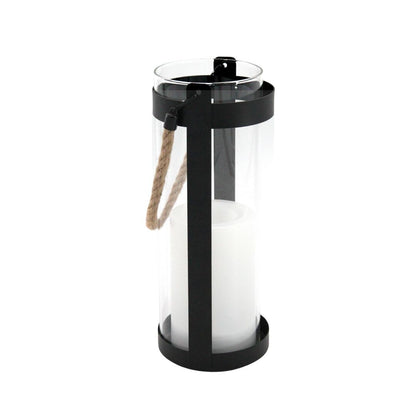 Lámpara Solar Vela Parpadeo Bote con Asa Metal y Vidrio Galix | Suministros Figmar
