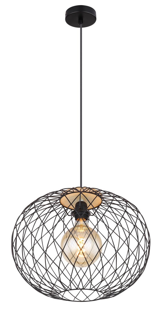 54039H  LAMPARA COLGANTE METAL NEGRO MATE 1XE27  60W LACKY GLOBO