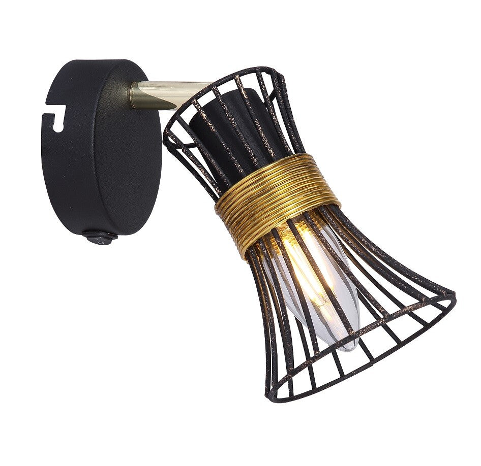 54814-1 FOCO METAL NEGRO DORADO 1xE14 40W 230V PURRA GLOBO
