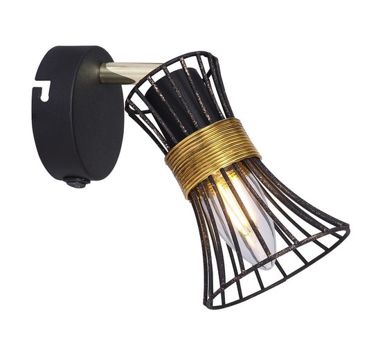 54814-1 FOCO METAL NEGRO DORADO 1xE14 40W 230V PURRA GLOBO