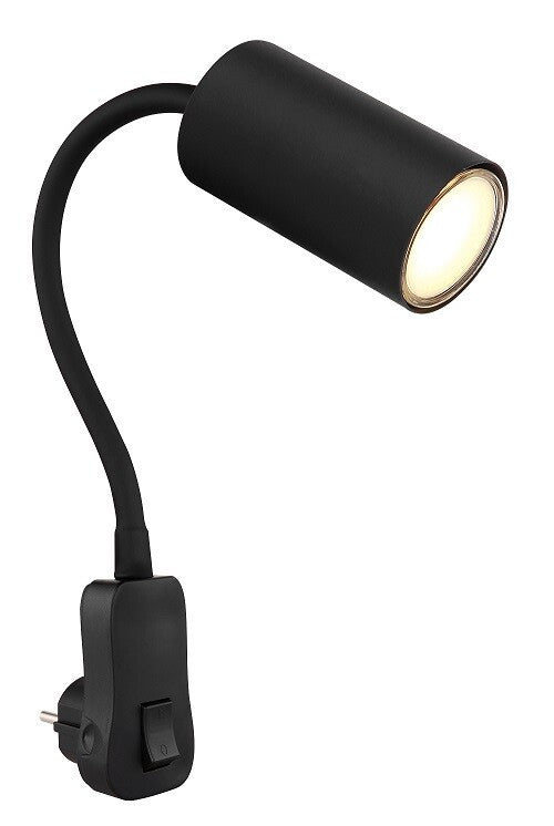 57911DPB  APLIQUE FOCO PARED ENCHUFABLE 1xGU10 25W 230V NEGRO ROBBY GLOBO