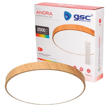 203605073 PLAFON TECHO REDONDO LED ANDRA 24W CCT REGULABLE MADERA GSC