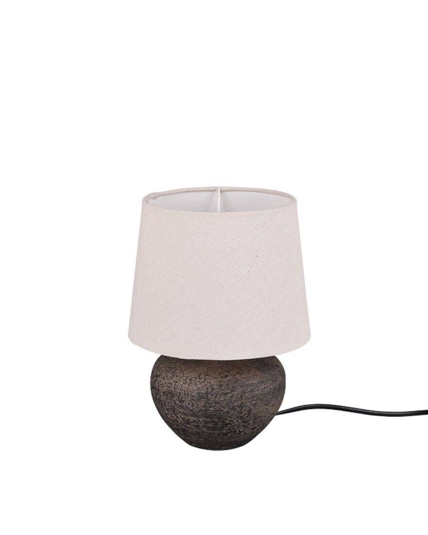 Lámpara Sobremesa Cerámica Marrón Pantalla Beige E14 Lou Trio