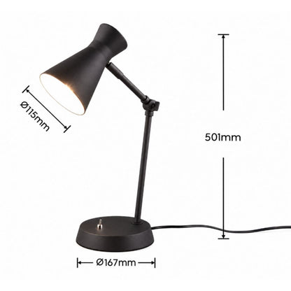 R50781032 LAMPARA DE SOBREMESA ENZO 1xE27 NEGRO TRIO