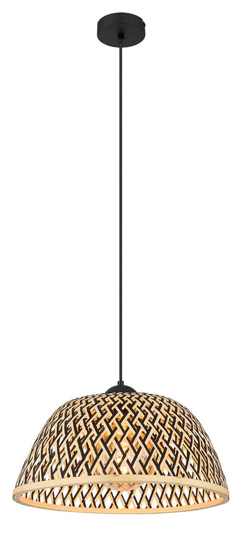 15767H1 LAMPARA COLGANTE 1xE27 LED 15W 230V Ø400mm BAMBU NATURAL NEGRO COLLY GLOBO