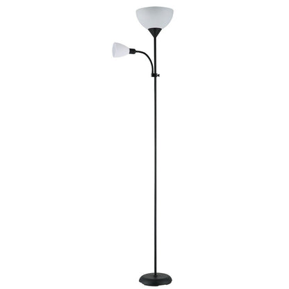 LÁMPARA DE PIE RIGEL NEGRA CON LECTOR E27+E14 FABRILAMP | Suministros Figmar
