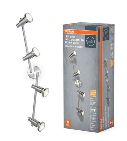 473586 REGLETA LED 4 FOCOS 2,6W NIQUEL 2700K OSRAM